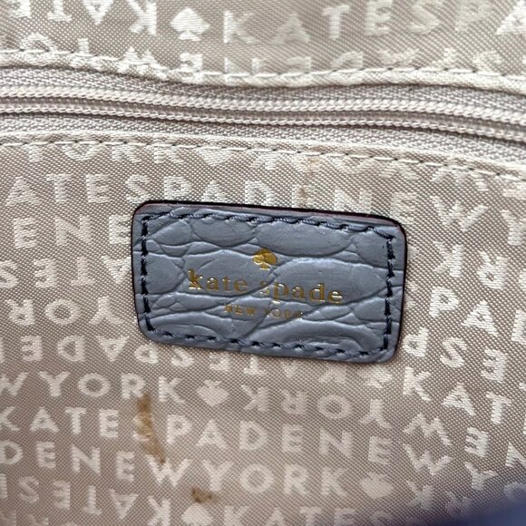 KATE SPADE HARWOOD PLACE FIONA GRAY CROC-EMBOSSED LEATHER CROSSBODY BAG PURSE - Picture 7 of 14
